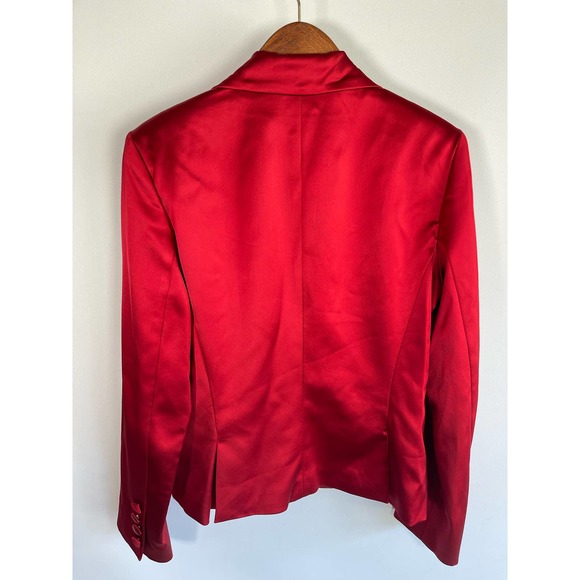 ABS Collection Allen Schwartz Red Satin Blazer Jacket Women's Size 8 - Picture 6 of 14